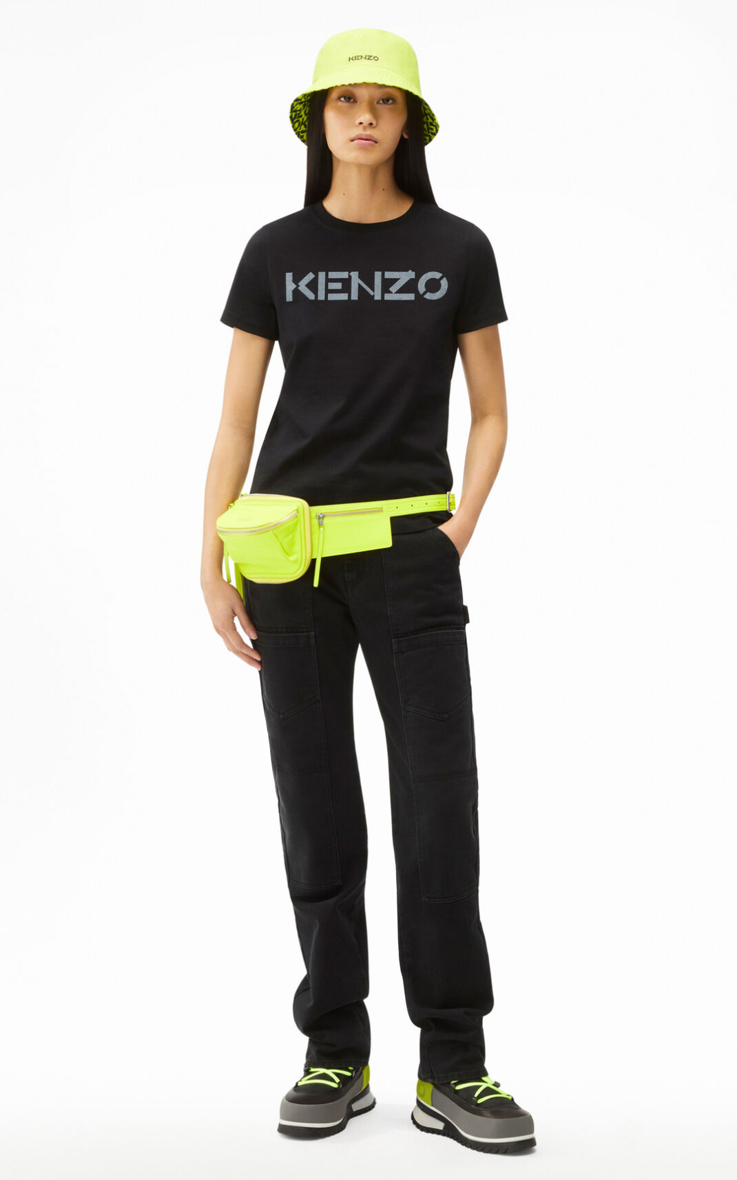 Kenzo Logo μπλουζακια γυναικεια μαυρα | GR475618